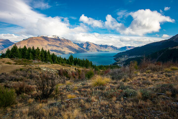 Beautiful view from the top of Queenstown Hill, New Zealand