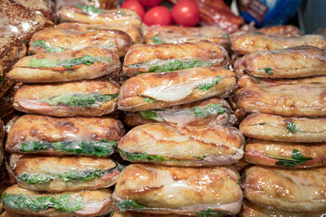Packaged sandwiches in the supermarket