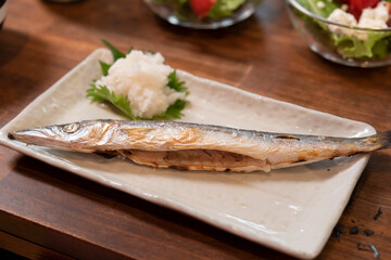 日本の食卓,焼き魚,カマス,干物,家庭料理,和食