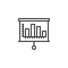 Projector screen with graph line icon