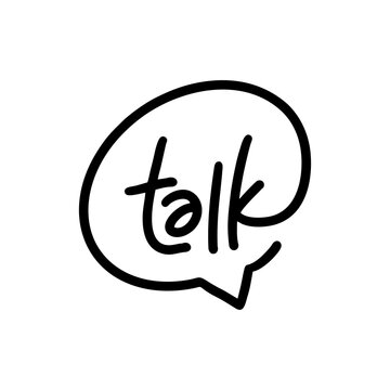 talk lettering letter mark on chat bubble logo vector icon illustration