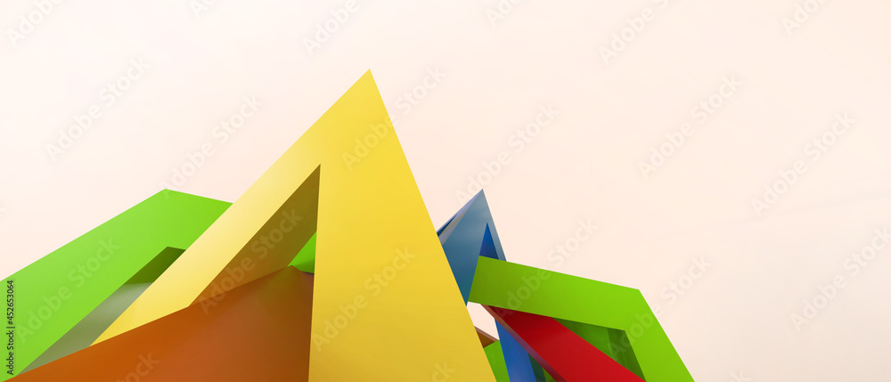 Poster abstract background lgbt concept and geometric shapes for different goals and arrows on yellow. bann