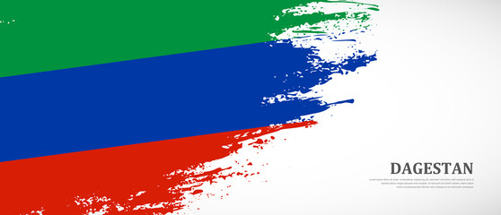 National flag of Dagestan with textured brush flag. Artistic hand drawn brush flag banner background