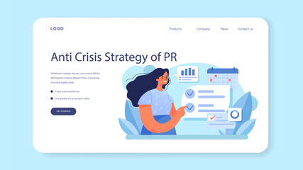 Anti crisis strategy web banner or landing page. Business planning