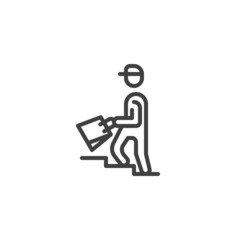 Food delivery man line icon