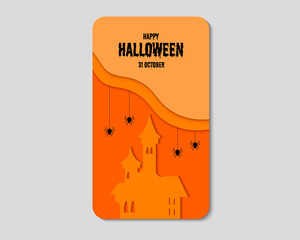 Happy Halloween With Castle Spider Phone Concept