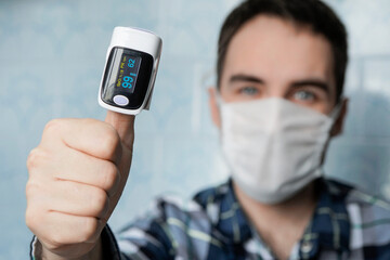Pulse oximeter on finger is a good way to test blood oxygen level in case of virus infection of...
