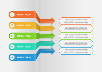 Fototapeta premium Five arrows infographic elements. Business template for presentation