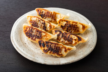 パリッと香ばしく焼き上がった、熱々の焼き餃子