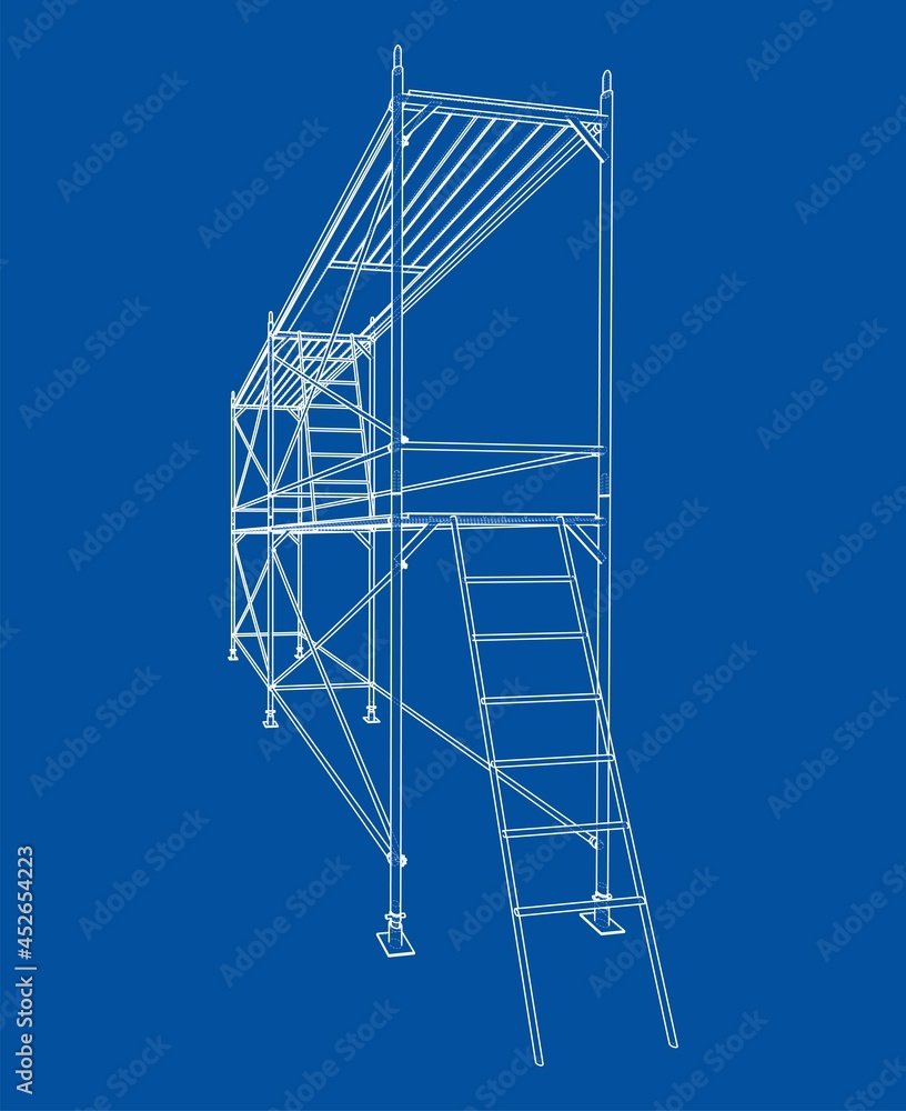 Poster prefabricated scaffolding. vector