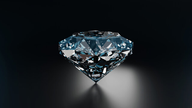 diamonds Gem placed on reflection background 3d rendering.dark scene 3d rendering diamond.3d Render White diamond jewelry on backlight background. 