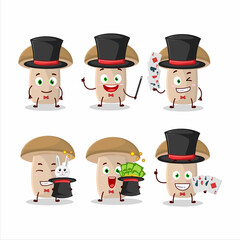 A honey fungus Magician cartoon character perform on a stage