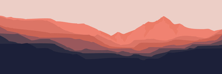 landscape mountain flat design vector illustration for pattern background, wallpaper, background template, and backdrop design