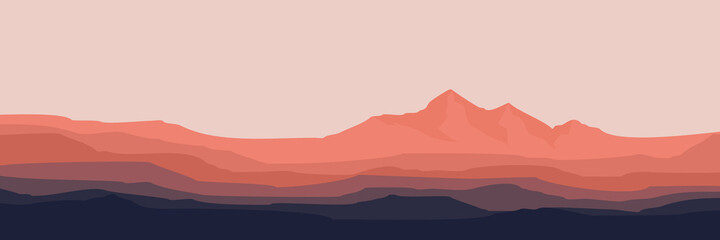Fototapeta na wymiar landscape mountain flat design vector illustration for pattern background, wallpaper, background template, and backdrop design