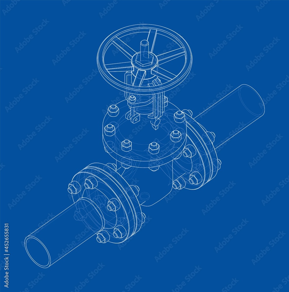 Sticker industrial valve. vector rendering of 3d