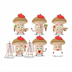 Artistic Artist of honey fungus cartoon character painting with a brush