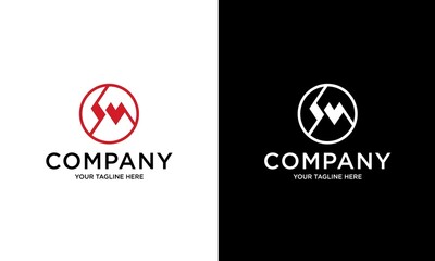 Creative modern elegant unique artistic white and black color SM SN circle shape letters based on the initial logo icon.