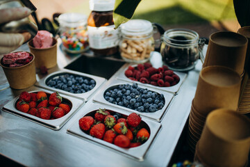 ice cream with different fruits 