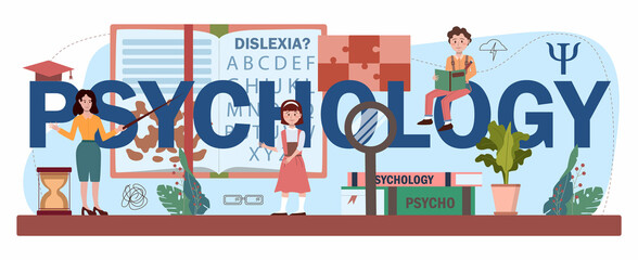 Psychology typographic header. Mental and emotional health school course