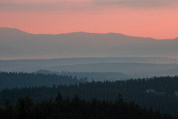 a beautiful landscape with mountains in the morning