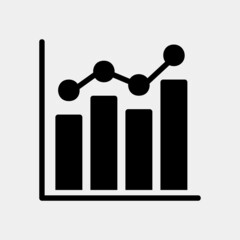 Vector illustration of bar chart icon in solid style for any projects