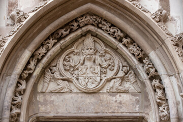 Architectural details at the Corvin Castle in Hunedoara city - Romania 06.Aug.2021