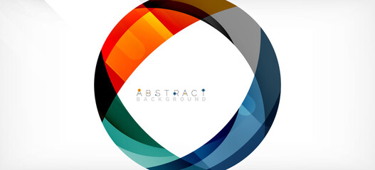 Fototapeta premium Color circle shapes, minimal geometric background. Trendy dynamic composition. Vector Illustration For Wallpaper, Banner, Background, Landing Page