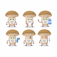 A picture of honey fungus cartoon design style keep staying healthy during a pandemic