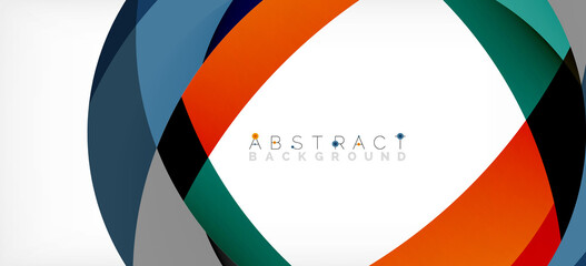 Fototapeta premium Color circle shapes, minimal geometric background. Trendy dynamic composition. Vector Illustration For Wallpaper, Banner, Background, Landing Page