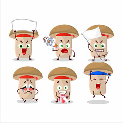 Mascot design style of honey fungus character as an attractive supporter