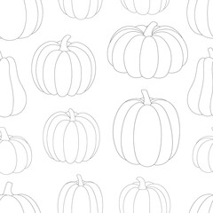Seamless pattern pumpkin coloring vector illustration. Thanksgiving harvest