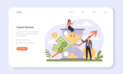 Diversified financial industry web banner or landing page. Financial company