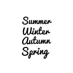Hand written names of seasons. Summer, winter, autumn, spring.
