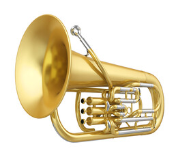 Golden Brass Wind Instrument Euphonium Isolated