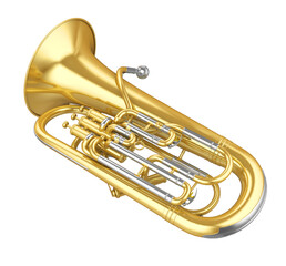 Obraz na płótnie Canvas Golden Brass Wind Instrument Euphonium Isolated