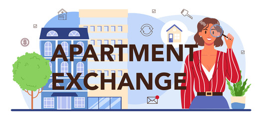 Naklejka premium Apartment exchange typographic header. Real estate agency,
