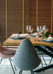 Beautiful table setting for Christmas dinner