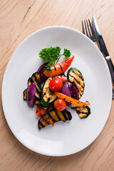 grilled vegetables barbecue served on a plate