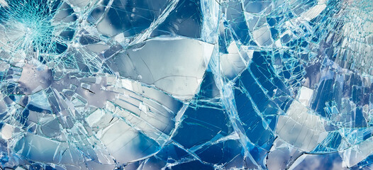 Texture of broken glass, window cracks grunge background