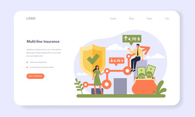 Insurance industry sector of the economy web banner or landing page.