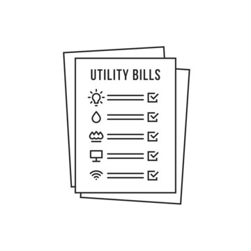 Pile Of Thin Line Monthly Utility Bills Papers