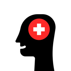 abstract head with cross like mental health icon