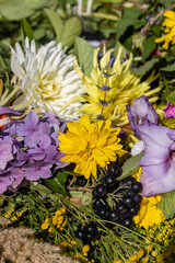 Traditional bouquet of flowers, herbs and fruits that are the symbol of summer