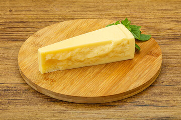 Hard parmesan cheese served basil