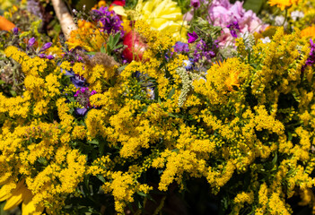 Traditional bouquet of flowers, herbs and fruits that are the symbol of summer