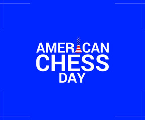 Vector Illustration on the theme of American Chess Day on 1st September. Decorated with outline chess king piece and chess board.
