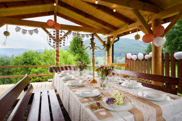 Beautiful wedding reception table decoration