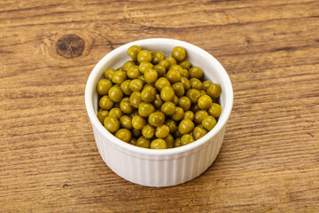 Marinated green pea in the bowl