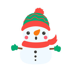Snowman cartoon vector. Snowballs molded into Snowman. Decorate with winter sweaters for Christmas.