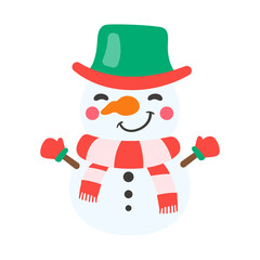 Snowman cartoon vector. Snowballs molded into Snowman. Decorate with winter sweaters for Christmas.
